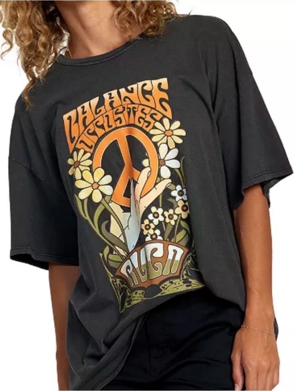 Balance of Opposites Peace Sign Floral Tee